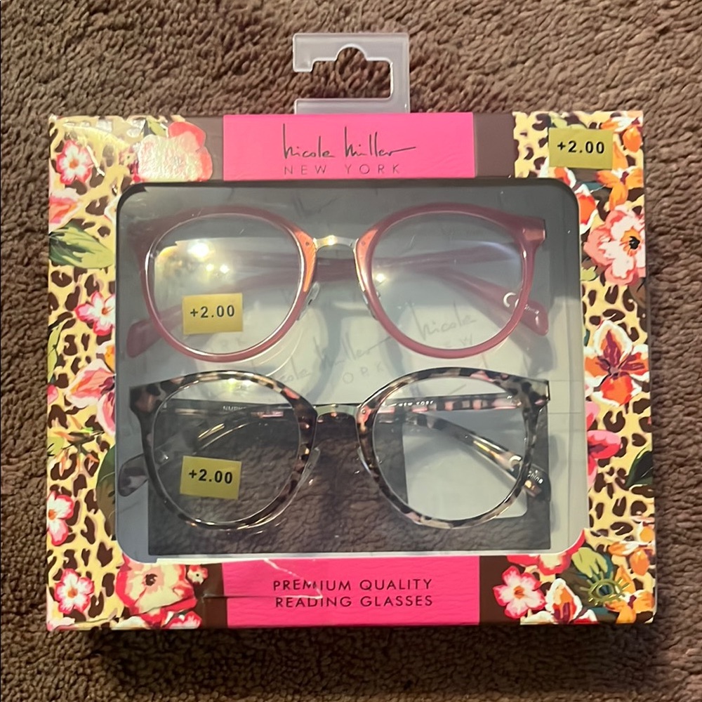 Nicole Miller Reading Glasses Set - Pink and Gray
